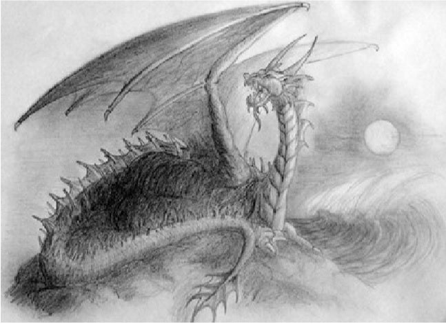 fire breathing dragon sketches in pencil